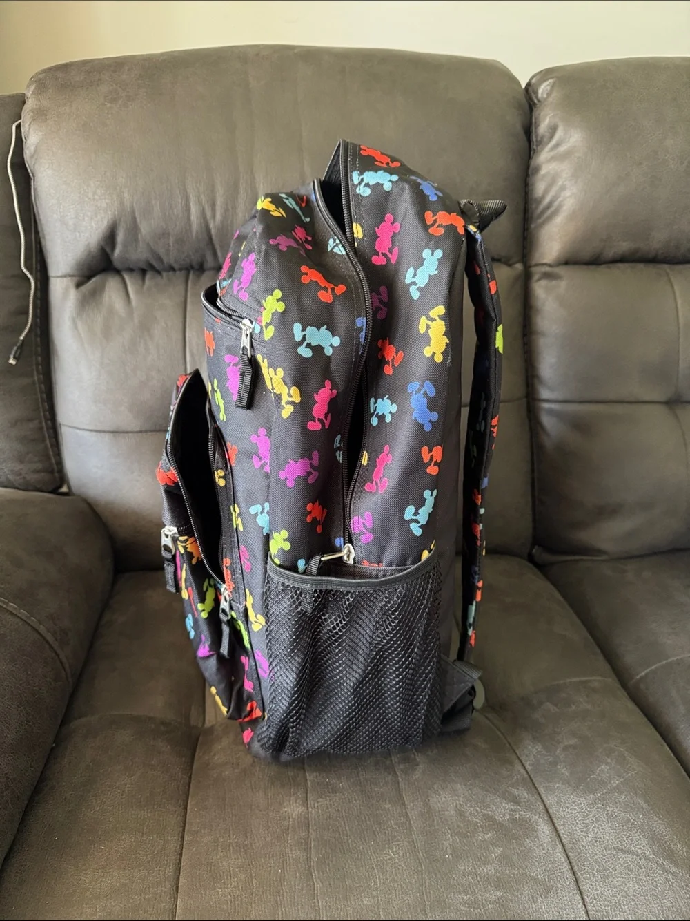 Disney Black Backpack with Multicolor Mickey Silhouettes